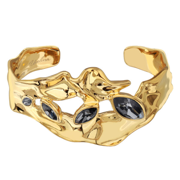 Браслет Эйва (кристаллы SW темно-серые; покрытие золото)