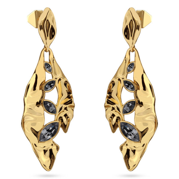 Серьги Эйва (кристаллы SW темно-серые; покрытие золото)