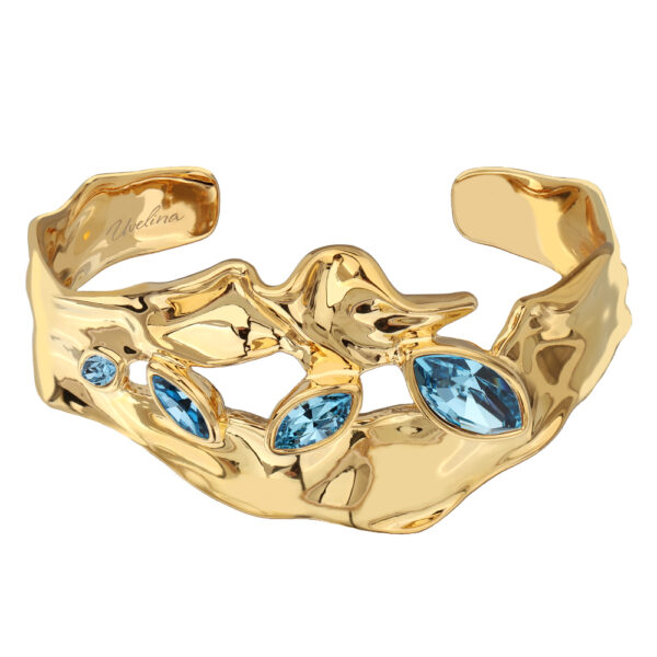 Браслет Эйва (кристаллы SW аквамарин; покрытие золото)