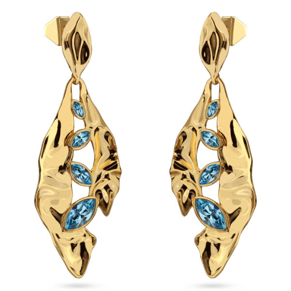 Серьги Эйва (кристаллы SW аквамарин; покрытие золото)