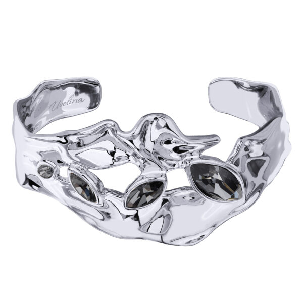 Браслет Эйва (кристаллы SW темно-серые; покрытие родий)