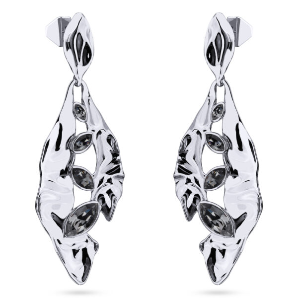 Серьги Эйва (кристаллы SW темно-серые; покрытие родий)