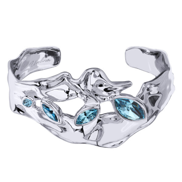 Браслет Эйва (кристаллы SW аквамарин; покрытие родий)