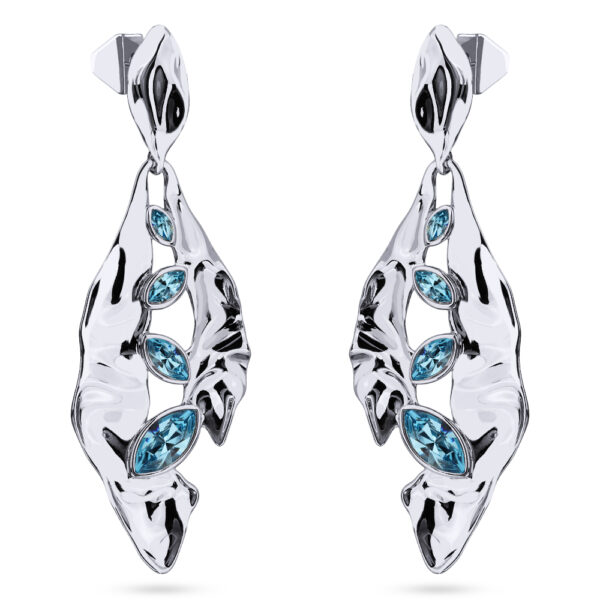 Серьги Эйва (кристаллы SW аквамарин; покрытие родий)