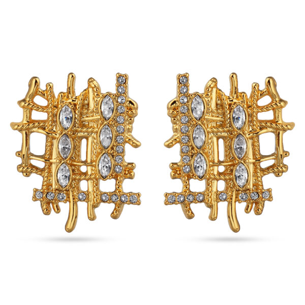 Серьги Ажур (кристаллы SW белые; покрытие золото)