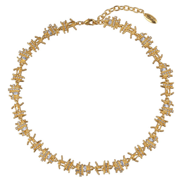 Колье Ажур (кристаллы SW белые; покрытие золото) 39-44см