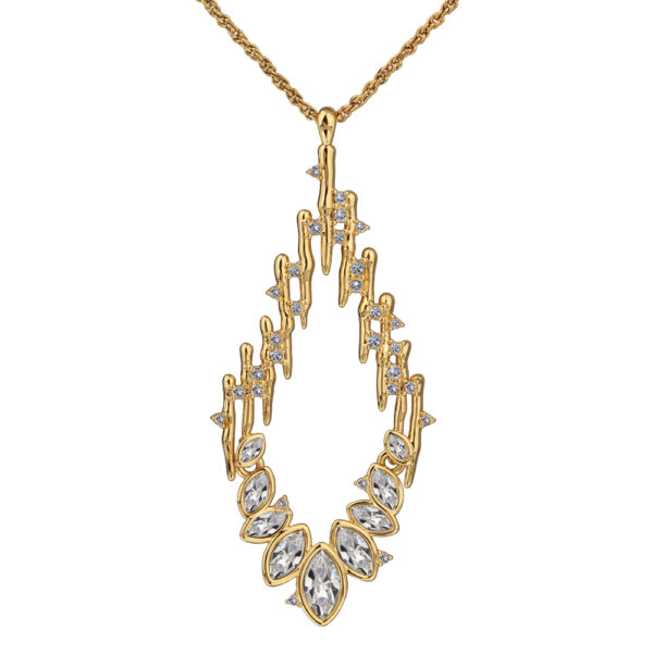 Кулон Ажур (кристаллы SW белые; покрытие золото) 90см