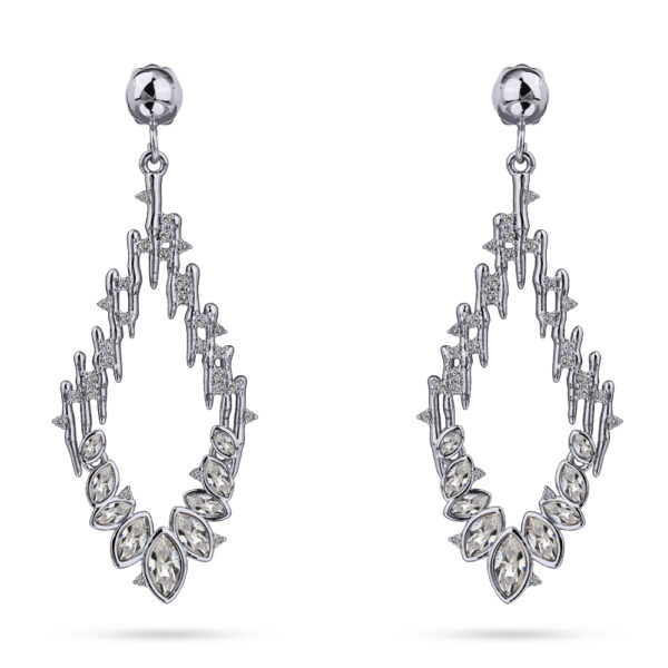 Серьги Ажур (кристаллы SW белые; покрытие родий)