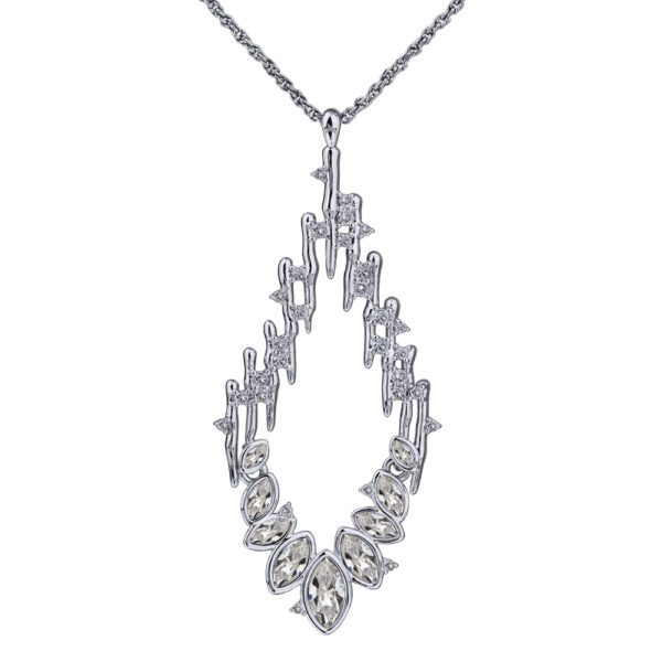 Кулон Ажур (кристаллы SW белые; покрытие родий) 90см