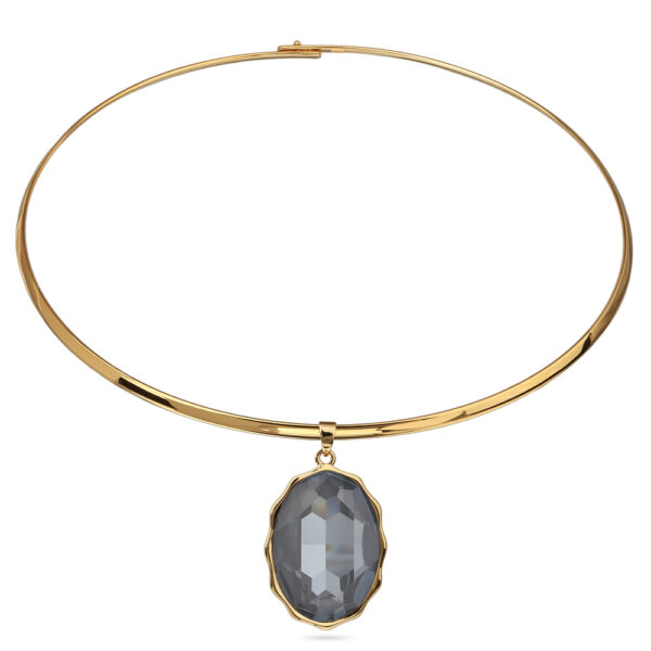 Колье Сияние (кристаллы SW дымчато-серые; покрытие золото) 42см