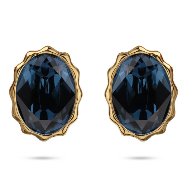 Пусеты Сияние (кристаллы SW темно-синие; покрытие золото)