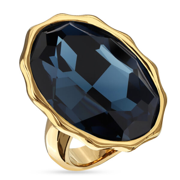 Кольцо Сияние (кристаллы SW темно-синие; покрытие золото)