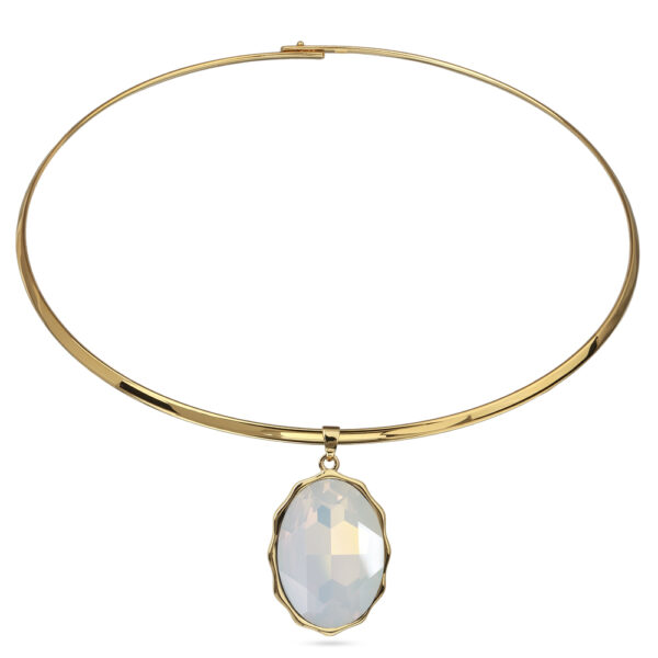 Колье Сияние (кристаллы SW белый опал; покрытие золото) 42см