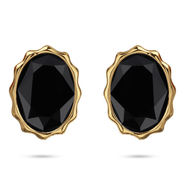 Пусеты Сияние (кристаллы SW черные; покрытие золото)