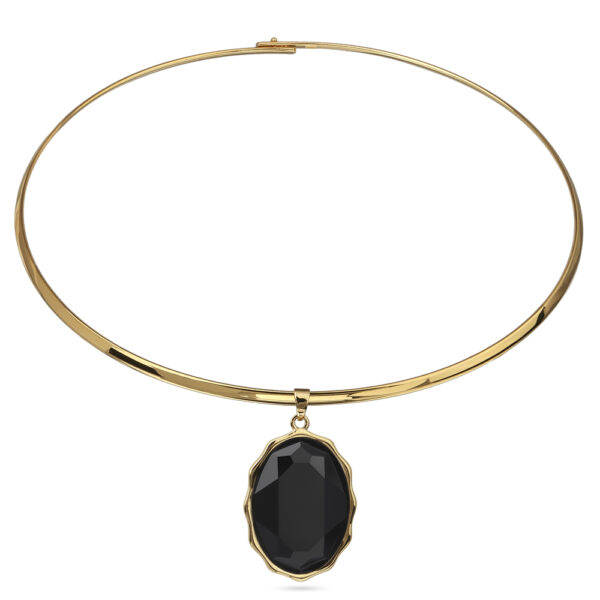 Колье Сияние (кристаллы SW черные; покрытие золото) 42см