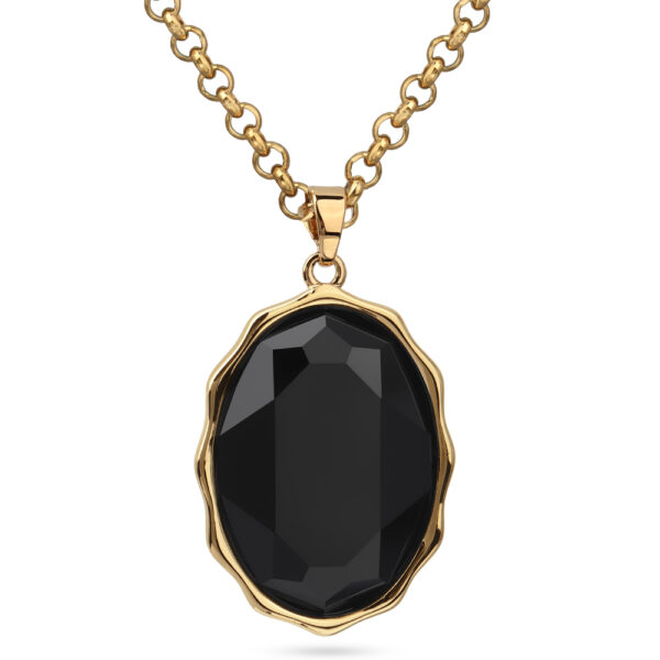 Кулон Сияние (кристаллы SW черные; покрытие золото) 90-95см