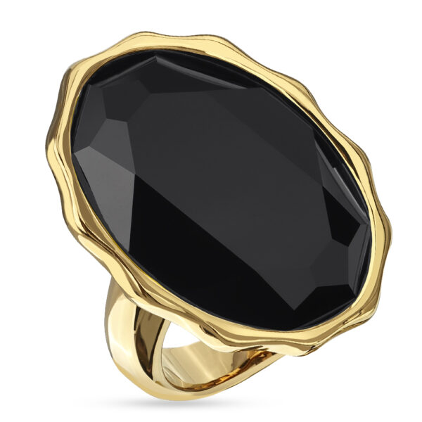 Кольцо Сияние (кристаллы SW черные; покрытие золото)