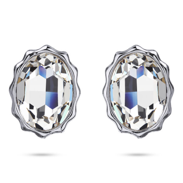 Пусеты Сияние (кристаллы SW белые; покрытие родий)