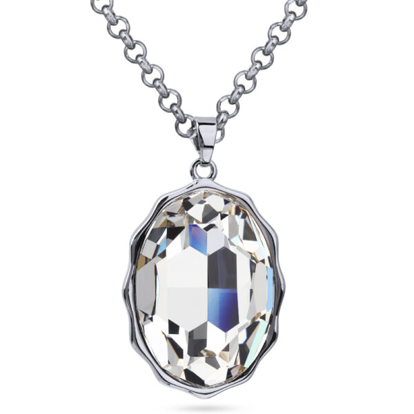 Кулон Сияние (кристаллы SW белые; покрытие родий) 90-95см