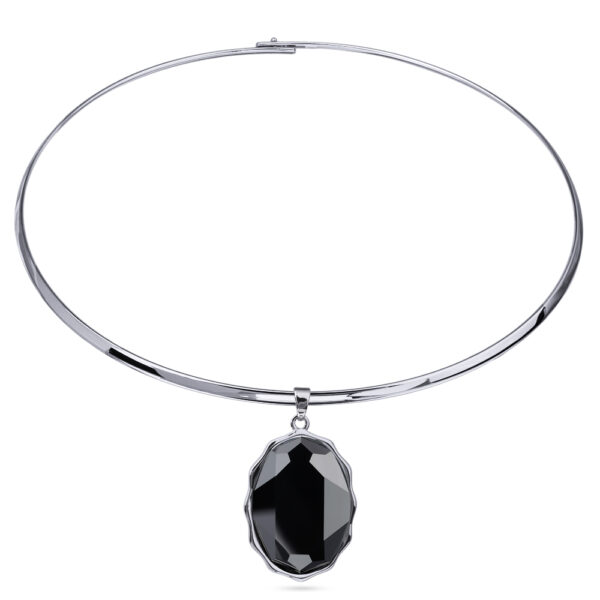 Колье Сияние (кристаллы SW гематит; покрытие родий) 42см