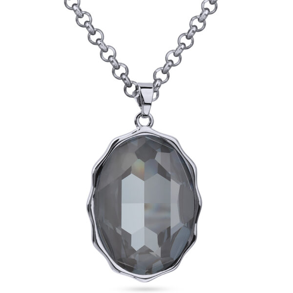 Кулон Сияние (кристаллы SW дымчато-серые; покрытие родий) 90-95см
