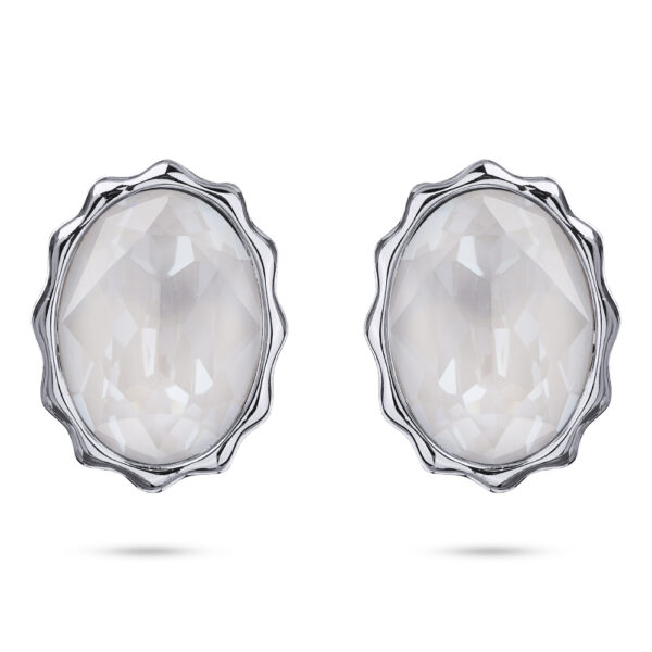 Пусеты Сияние (кристаллы SW белый электрик; покрытие родий)