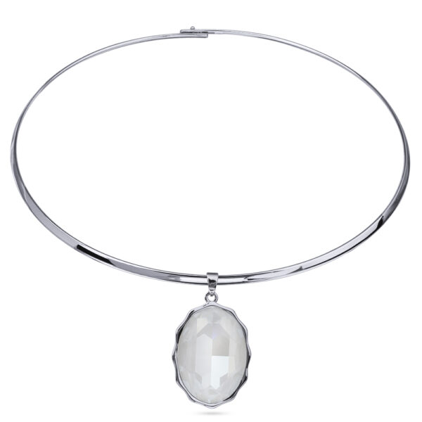 Колье Сияние (кристаллы SW белый электрик; покрытие родий) 42см