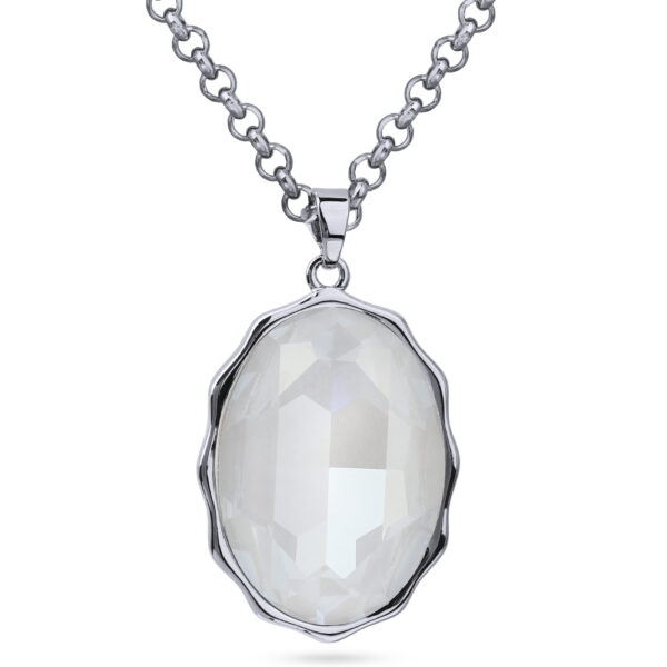 Кулон Сияние (кристаллы SW белый электрик; покрытие родий) 90-95см