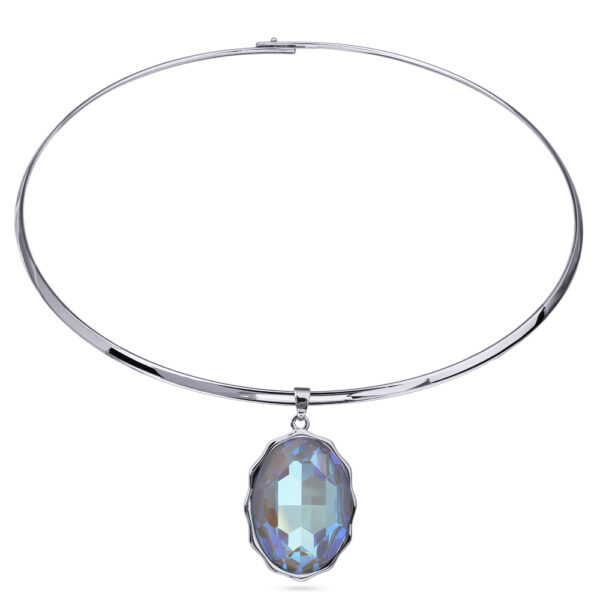 Колье Сияние (кристаллы SW серо-синие; покрытие родий) 42см