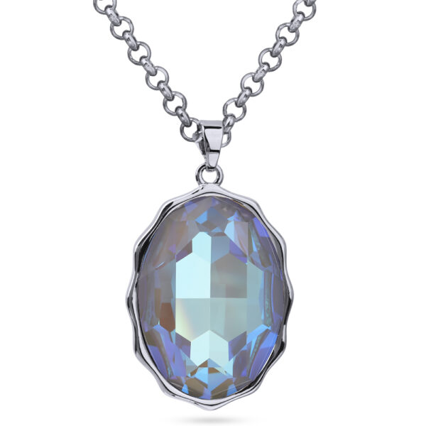 Кулон Сияние (кристаллы SW серо-синие; покрытие родий) 90-95см