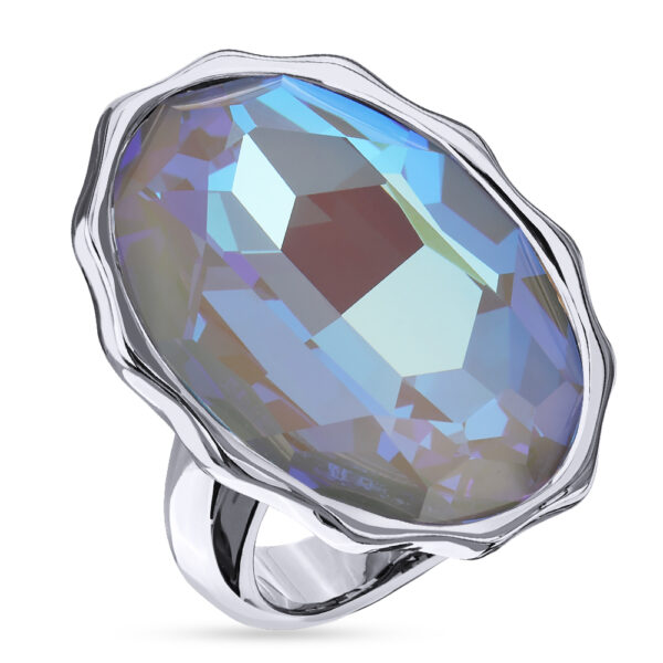 Кольцо Сияние (кристаллы SW серо-синие; покрытие родий)