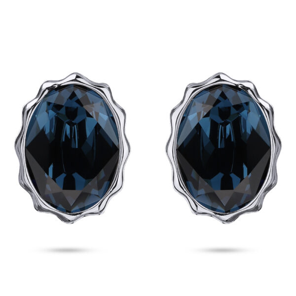 Пусеты Сияние (кристаллы SW темно-синие; покрытие родий)