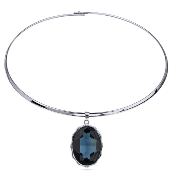 Колье Сияние (кристаллы SW темно-синие; покрытие родий) 42см