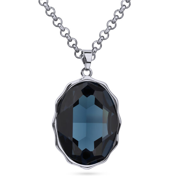 Кулон Сияние (кристаллы SW темно-синие; покрытие родий) 90-95см