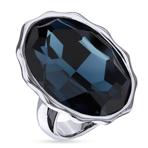 Кольцо Сияние (кристаллы SW темно-синие; покрытие родий)
