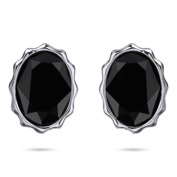 Пусеты Сияние (кристаллы SW черные; покрытие родий)