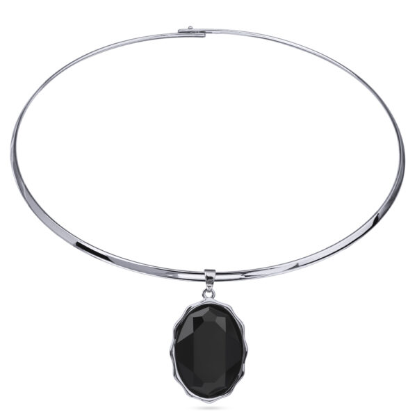 Колье Сияние (кристаллы SW черные; покрытие родий) 42см