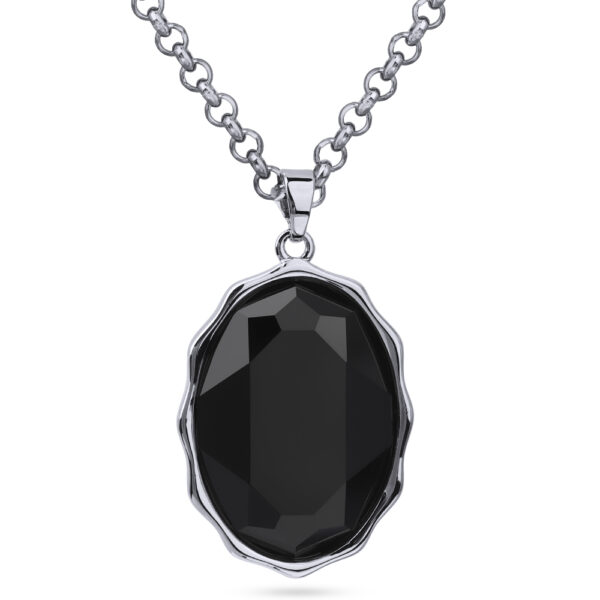 Кулон Сияние (кристаллы SW черные; покрытие родий) 90-95см