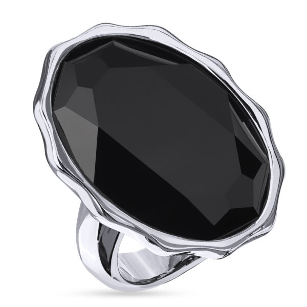 Кольцо Сияние (кристаллы SW черные; покрытие родий)