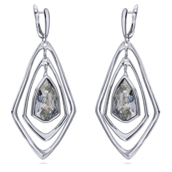 Серьги Румба (кристаллы SW серо-голубые; покрытие родий)