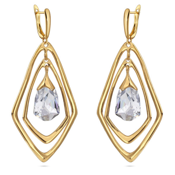 Серьги Румба (кристаллы SW белые; покрытие золото)