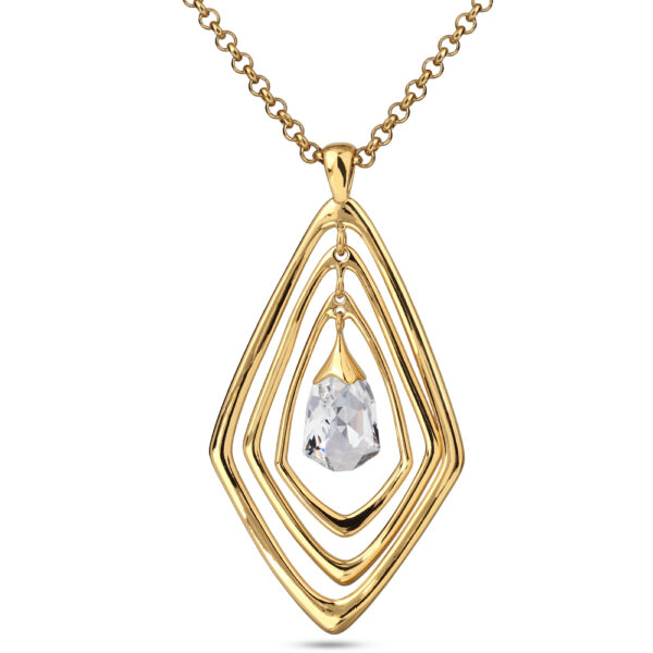 Кулон Румба (кристаллы SW белые; покрытие золото) 88-93см