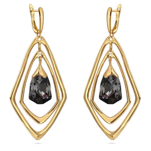Серьги Румба (кристаллы SW темно-серые; покрытие золото)