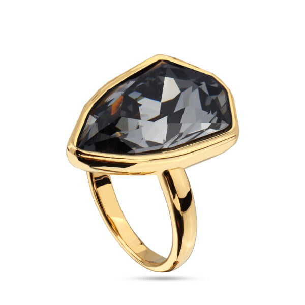 Кольцо Румба (кристаллы SW темно-серые; покрытие золото)