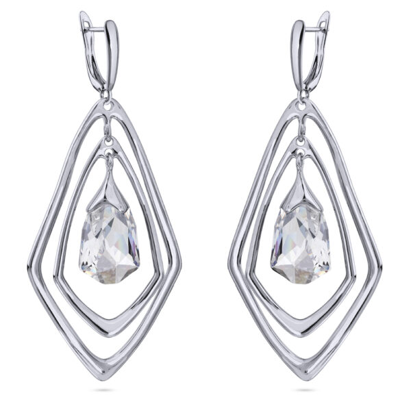 Серьги Румба (кристаллы SW белые; покрытие родий)