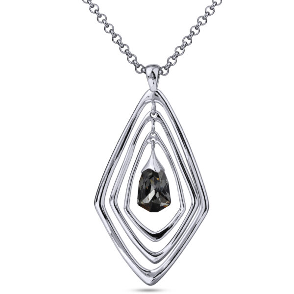 Кулон Румба (кристаллы SW темно-серые; покрытие родий) 88-93см