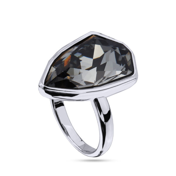 Кольцо Румба (кристаллы SW темно-серые; покрытие родий)